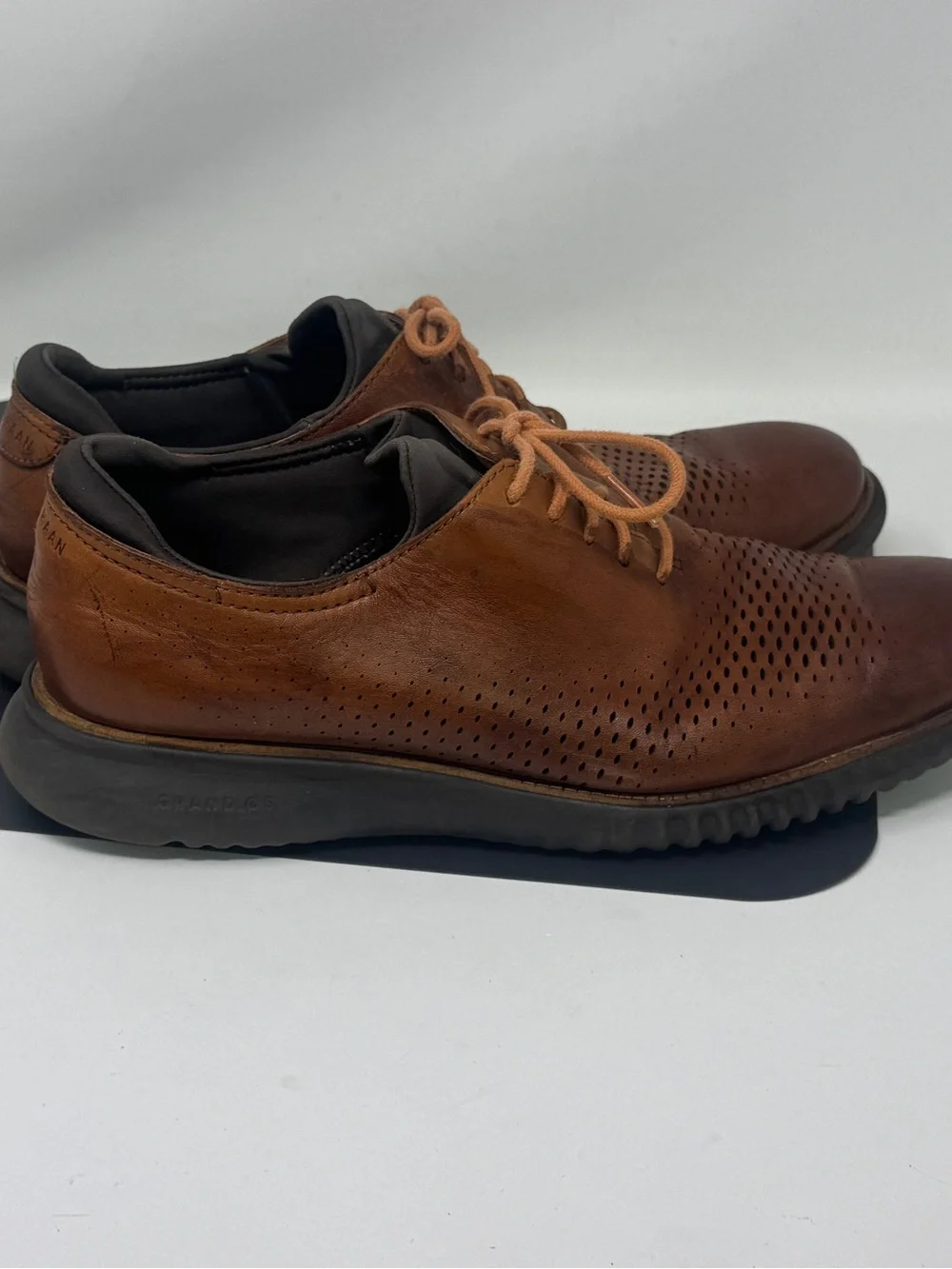 Cole Haan Men's Zerogrand Casual Perforated Leather Shoes - Brown size 10.5W